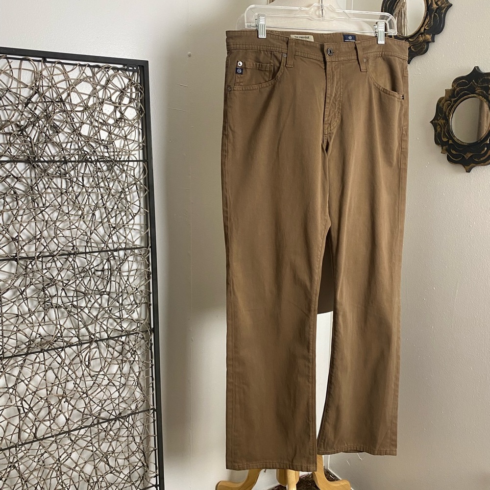 Adriano Goldschmied Protégés tan straight leg designer jeans soft stretch 32